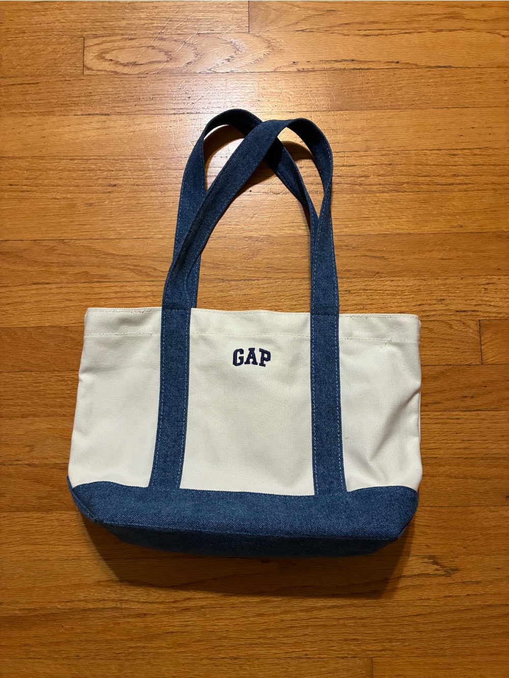 GAP Cream Canvas Mini Tote with Denim Trim and Straps